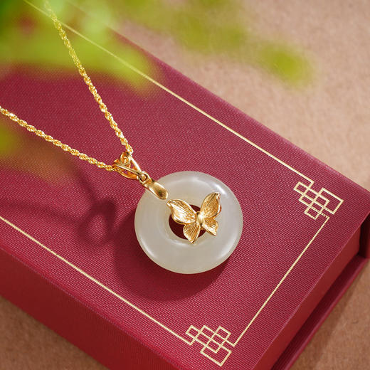 子佩集S925银【心蝶】和田玉套链项链【WSB6954】平安扣2509 商品图4