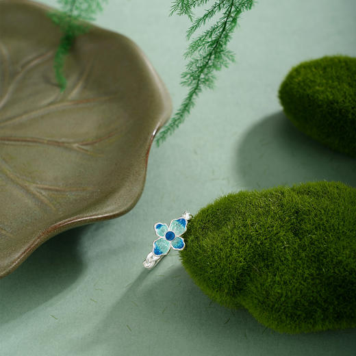 子佩集【花开景明】S990银戒指【YXYLJZ015】四叶草花丝珐琅彩2510 商品图7