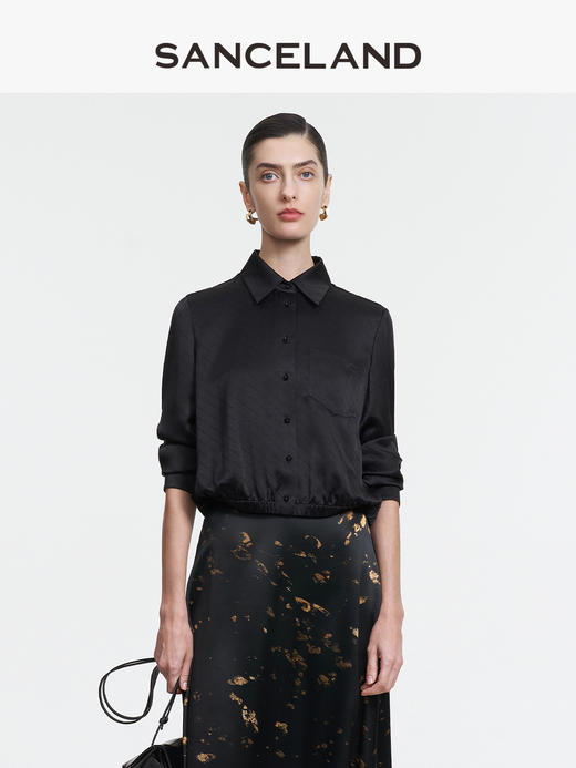 【春假专区】三石一澜SANCELAND 桑波缎衬衣SK11101022 商品图2