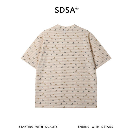 26T185SDSA男装2026新款轻奢时尚撞色条纹满印小马设计圆领短袖T恤百搭 商品图1