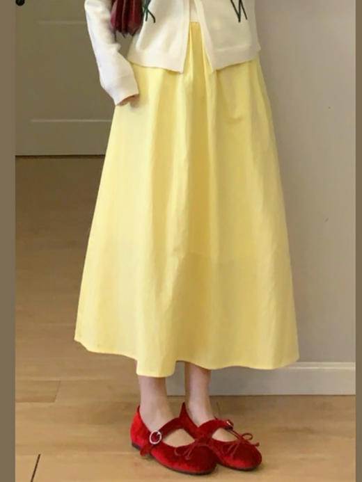 【百图lulu定制】【预售4月23日发】【黄玫瑰半裙】点亮一身穿搭  碎褶 A字裙摆 弹力腰围 半身裙 商品图0