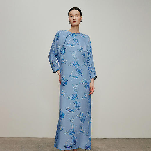 【林栖设计小店】花间蝶|桑蚕丝国风改良旗袍2026夏新款印花连衣裙1962076 商品图0