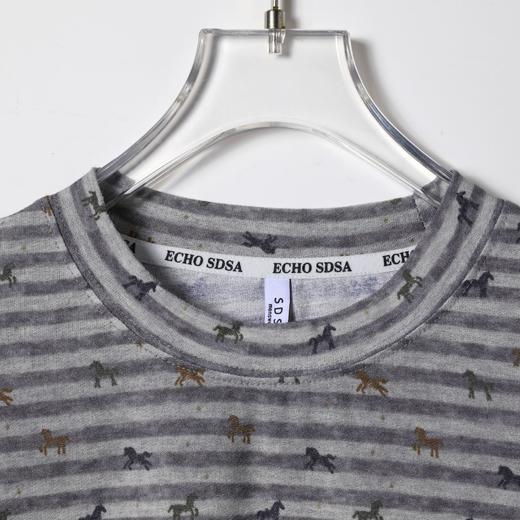 26T185SDSA男装2026新款轻奢时尚撞色条纹满印小马设计圆领短袖T恤百搭 商品图2