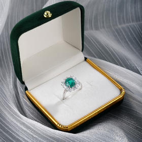 子佩集【翠华】S925银戒指【RM0473-XF】培育宝石祖母绿大号2510