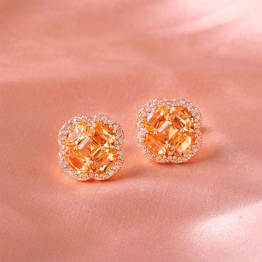 【黄水晶彩色宝石项链/耳钉/戒指】项链女S925银轻奢时尚饰品送女士礼物JP26002/JE26002/JR26002-水晶CC 商品图6