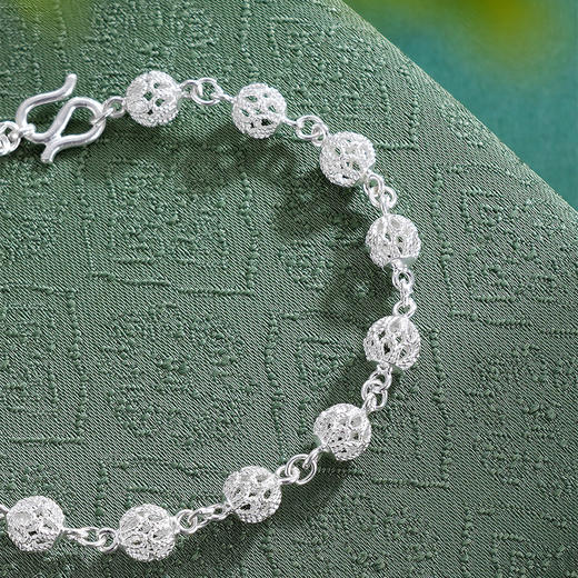 子佩集S990银【白水鉴心】手链【QFSL008】花丝2510 商品图2