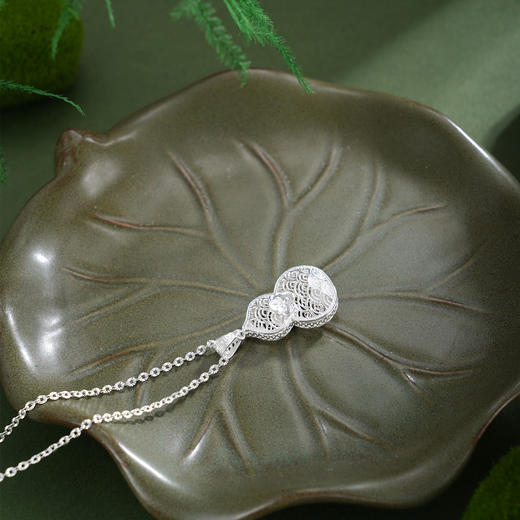 子佩集【云起福深】S990银套链【QFTL016】花丝珐琅彩葫芦项链2510 商品图7