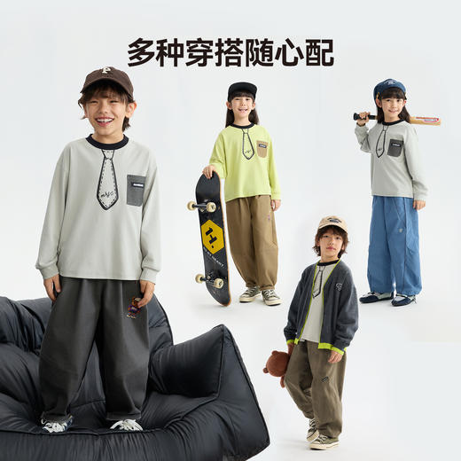 MANHOJIA【领带小精英】儿童长袖T恤手绘学院漫画感二次元T恤 商品图3