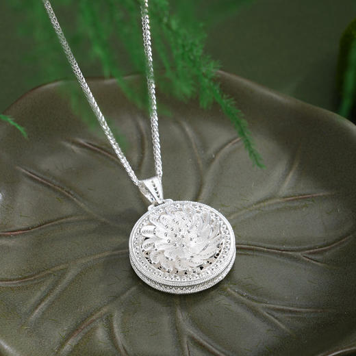 子佩集【莲花顺意】S990银吊坠【QFDZ043】花丝吊坠可旋转（不含链）2510 商品图1