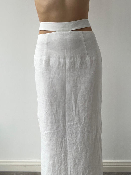 SIJIA｜SS2610 白色棉麻镂空半裙 商品图2