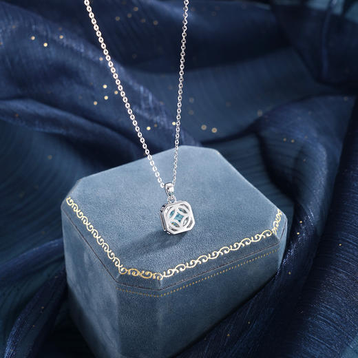 子佩集【蓝色星宇】S925银套链【PM2295-XF】培育宝石帕拉伊巴蓝碧玺小方块2510 商品图3