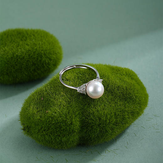 子佩集【三角星芒】银S925珍珠AOYA奥雅戒指【HJYJZ002】8mm珠三角2512 商品图1