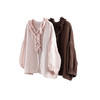 特绽放162朵/庄园衬衫*21支精梳亚麻复古手工木耳边领泡泡袖衬衫 商品缩略图4