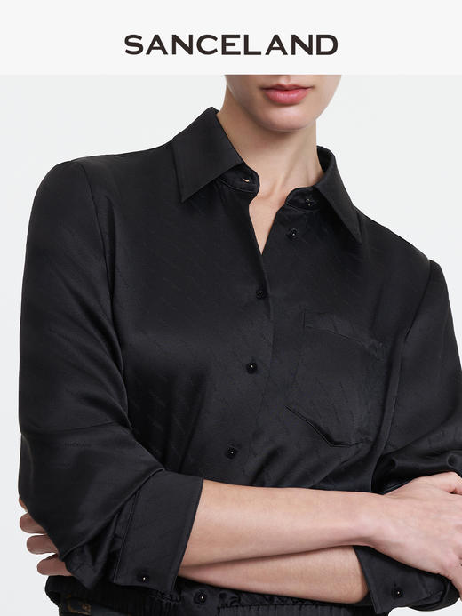 【春假专区】三石一澜SANCELAND 桑波缎衬衣SK11101022 商品图4
