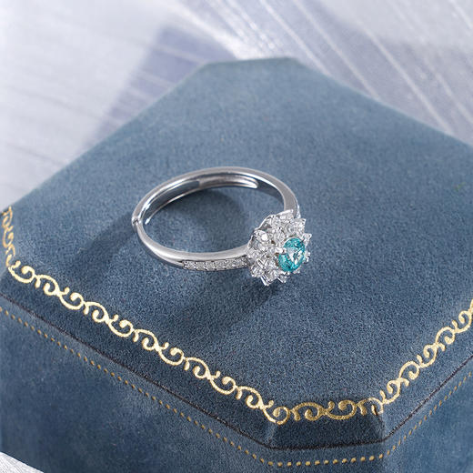 子佩集【阳光花海】S925银戒指【RM0519-XF】培育宝石帕拉伊巴蓝碧玺星光太阳花2510 商品图2