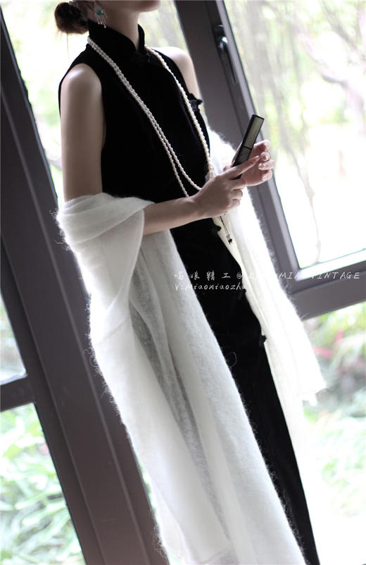 【复团定金】喵娘精工/定制/《军阀旗袍》削肩版禁欲系高级骚黑色丝绒高叉旗袍#款号1005 商品图3