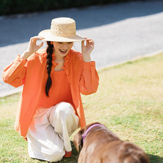 绽放094朵/女魔术师衬衣*亚麻棉砂洗复古花边领显瘦长袖衬衫新款 商品图3