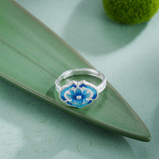 子佩集【华颜如意】银S990戒指【QFJZ008】如意花丝珐琅彩原创作品 商品图7