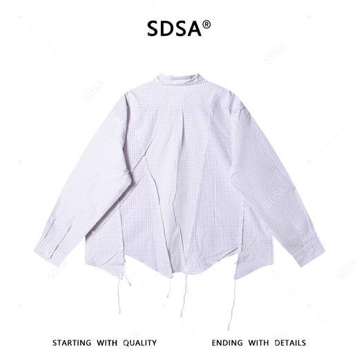 SDSA男装2026新款高贵轻奢刺绣标拼接格子流苏长袖衬衫百搭宽松 商品图4