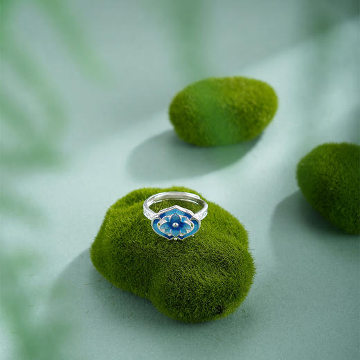 子佩集【华颜如意】银S990戒指【QFJZ008】如意花丝珐琅彩原创作品 商品图2