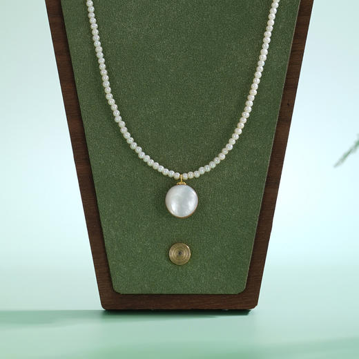 子佩集【银河回响】银S925珍珠AOYA奥雅项链【SGN1747001】2mm小珠11.5mm大珠(平底半珠)2512 商品图5