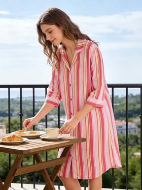 【粘纤绵绸】SCHIESSER德国舒雅女士七分袖100%粘纤梭织连衣裙31/24784D