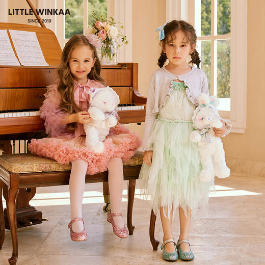 【云优选】Little winkaa童鞋新款渐变格利特爱心跟闪亮魔术贴水晶公主鞋女 商品图3