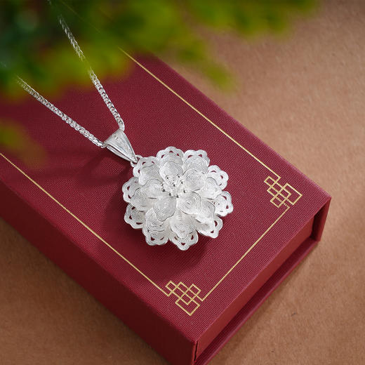 子佩集S990银【团花簇锦】套链【YJJ007】花丝项链2509 商品图0