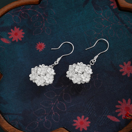 子佩集【繁花簇锦】S990银耳环【QFES047】花丝立体双面花朵2510 商品图5