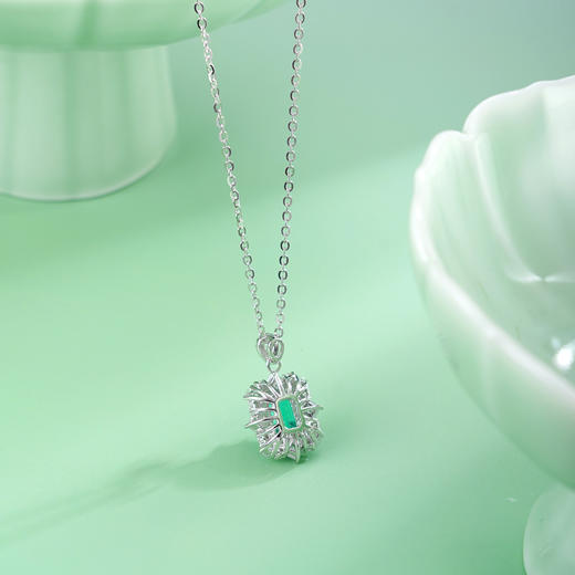 子佩集【翠洲花海】S925银套链【PM2255-XF】培育宝石祖母绿方块2510 商品图5