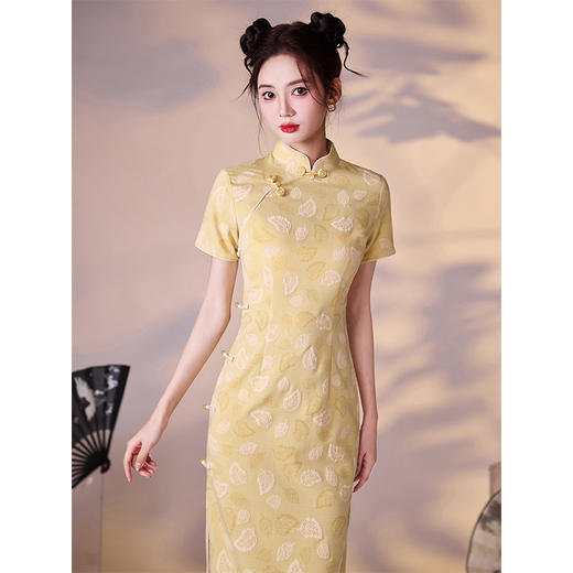 黄色绝美旗袍，高级感新中式国风改良年轻款LSB3585 商品图0