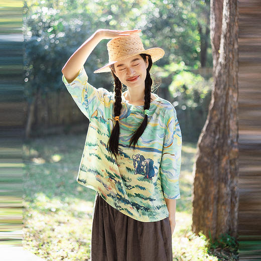 绽放170朵/播种者T*埋种子的人主题手绘印花设计感宽松纯棉T恤夏 商品图1