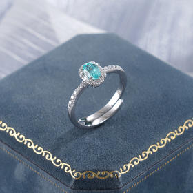 子佩集【宁静之海】S925银戒指【RM0517-XF】培育宝石帕拉伊巴蓝碧玺条钻2510