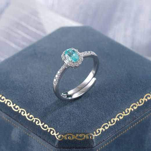 子佩集【宁静之海】S925银戒指【RM0517-XF】培育宝石帕拉伊巴蓝碧玺条钻2510 商品图0