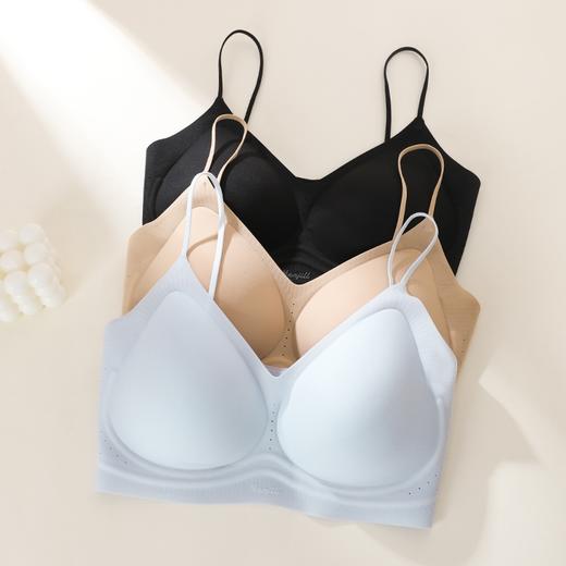 熳洁儿 凉感舒适无痕内衣超薄裸感透气背心式双面洞洞水滴杯细肩带26261515 商品图8