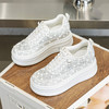 小白鞋镂空圆头板鞋水钻透气厚底内增高休闲软底单鞋AM1327 商品缩略图1