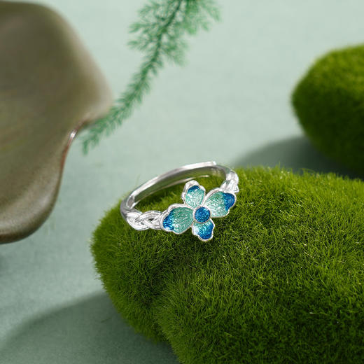 子佩集【花开景明】S990银戒指【YXYLJZ015】四叶草花丝珐琅彩2510 商品图3