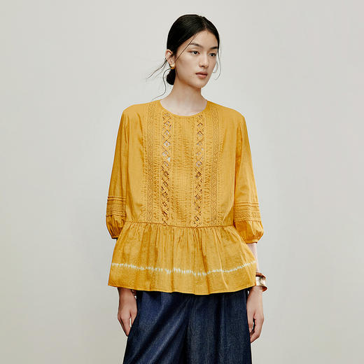 【林栖设计小店】镂花轻舞|百搭多色渐变镂空花边显瘦2026夏新款纯棉衬衣1962114 商品图8