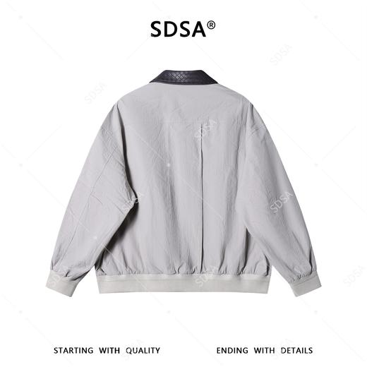 SDSA男装2026新款高贵轻奢时尚百搭编织翻领拼接拉链夹克宽松简约 商品图4