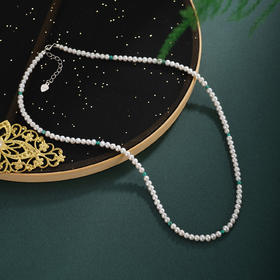 子佩集【碧影清辉】银S925珍珠AOYA奥雅项链【QNX0020】3mm珠绿松石2512