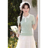 鹿向南「薄荷星缕」森系polo领T恤女夏季绿色修身短袖针织衫上衣 商品缩略图2
