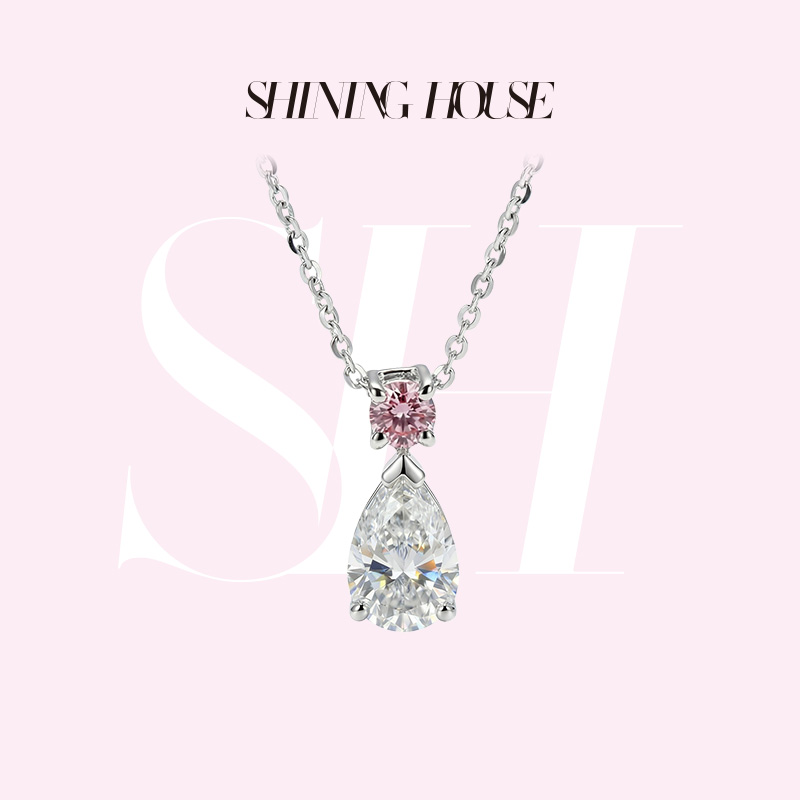 Ease·Shining系列 ShiningHouse[培育] 18k金钻石吊坠 梨形人工真钻人造钻石K金吊坠简约钻石吊坠钻石吊坠悦己送礼臻选（单吊坠，图片仅展示）【此商品不支持7天无理由退货退款】