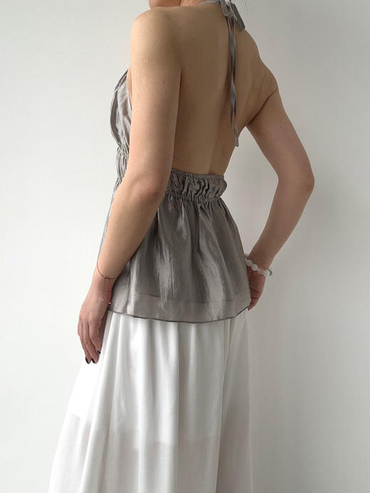 SIJIA｜SS2627 银灰⾦属环挂脖上⾐ 商品图6