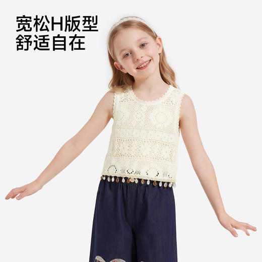 【透气散热】英氏儿童衣服女童春秋款圆领背心罩衫波西比亚风时尚上衣2026新款 商品图4