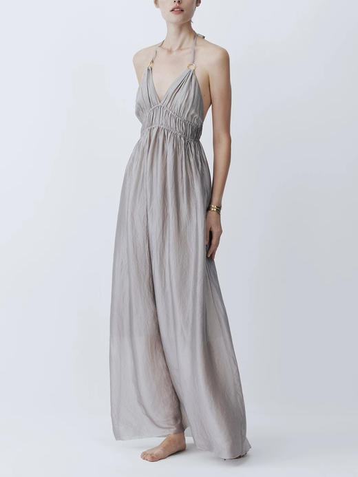 SIJIA｜SS2628 银灰⾦属环挂脖连⾐裙 商品图3