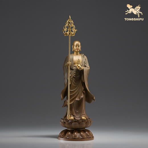 铜师傅《大愿地藏(泥金版)》中式禅意佛像铜摆件 铜像家居工艺品 商品图3