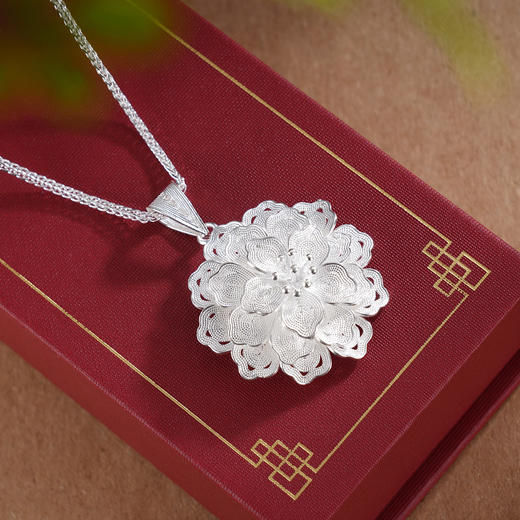 子佩集S990银【团花簇锦】套链【YJJ007】花丝项链2509 商品图4