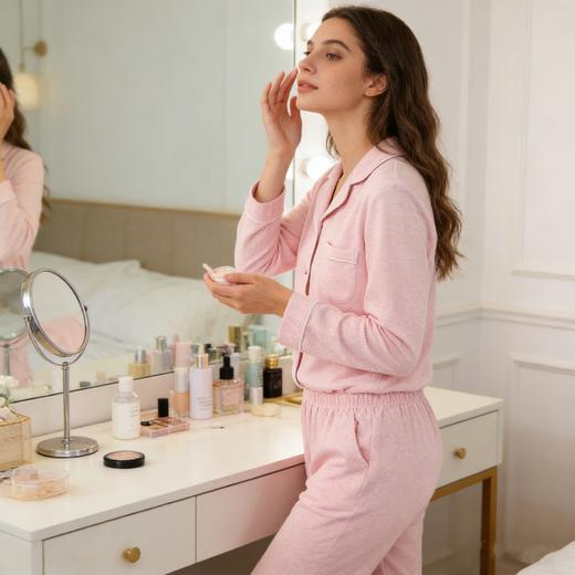 【棉氨中厚】SCHIESSER德国舒雅女士长袖长裤中厚96%棉4%氨家居套装30/24132H 商品图1