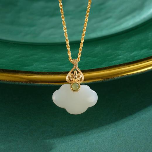 子佩集S925银【诗云】和田玉套链项链【WSB7804】镀金和田玉2509 商品图1