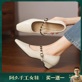 阿么手工女鞋复古一字带浅口单鞋女款2026软底通勤玛丽珍鞋3.5CM